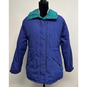Vintage LL Bean Maine Parka Coat Down Puffer Small USA Cinch Waist Skiing Thick